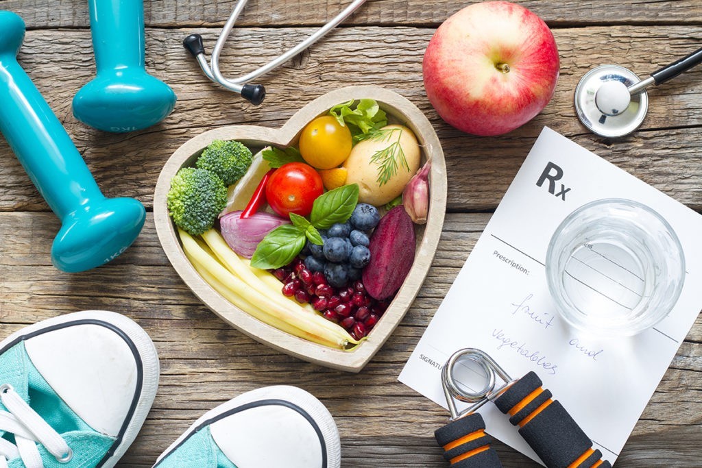 assortment of healthy living items.